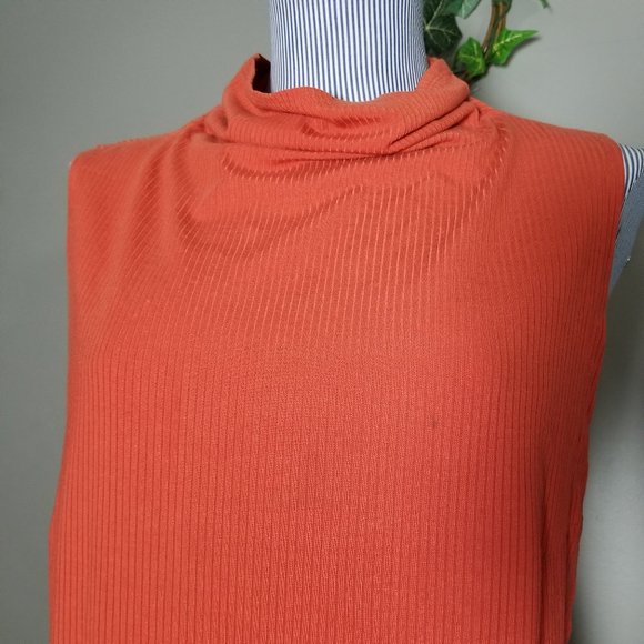 Reformation Cali Ribbed Orange Mock Neck Dress - Picture 2 of 11
